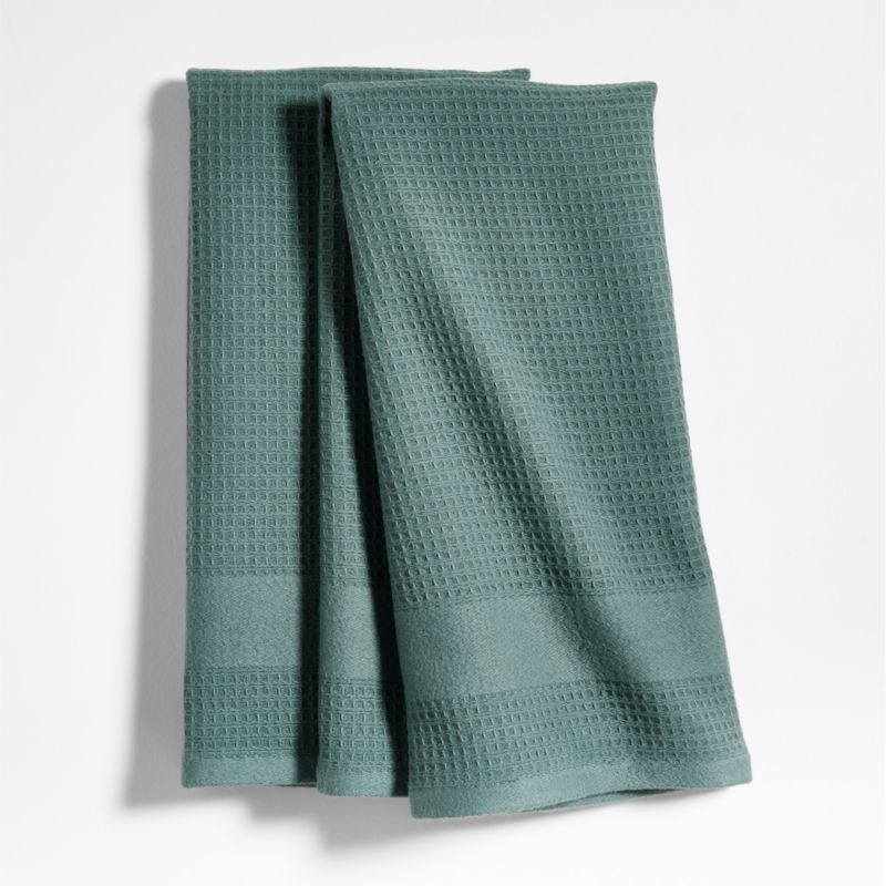 WaffleTerry Pendula Green Organic Cotton Dish Towels, Set of 2