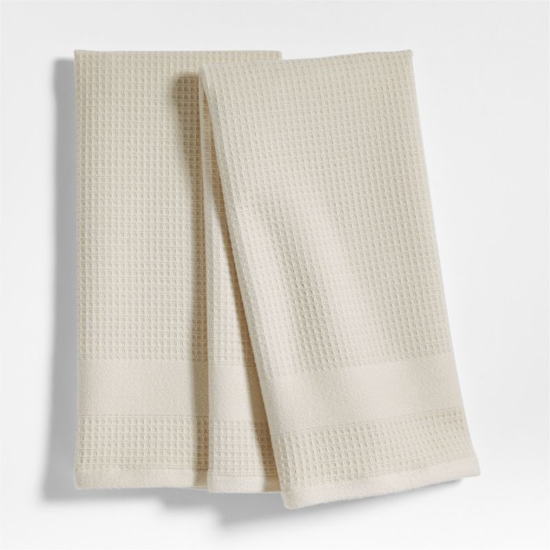 WaffleTerry Alabaster Beige Organic Cotton Dish Towels, Set of 2
