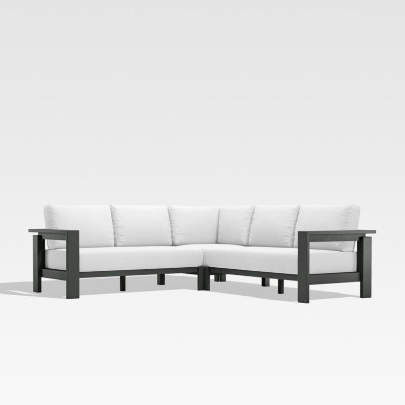 Walker 3Piece Metal LShaped Outdoor Patio Sectional Sofa with White