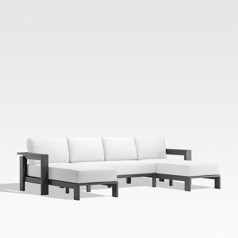 Walker Metal Double Chaise Outdoor Patio Sectional Sofa with White