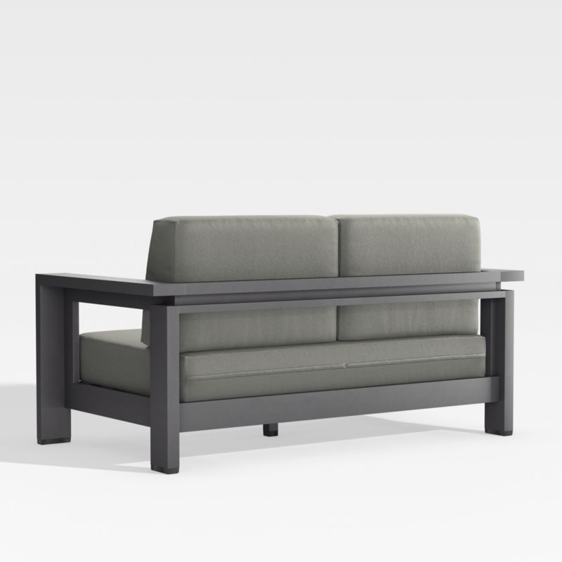 Walker Metal Outdoor Patio Loveseat with Graphite Sunbrella Cushions