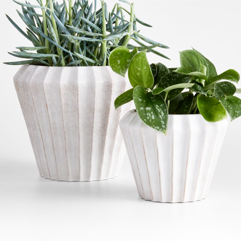 Warren White Ridge Ceramic Indoor/Outdoor Planters Crate & Barrel Canada