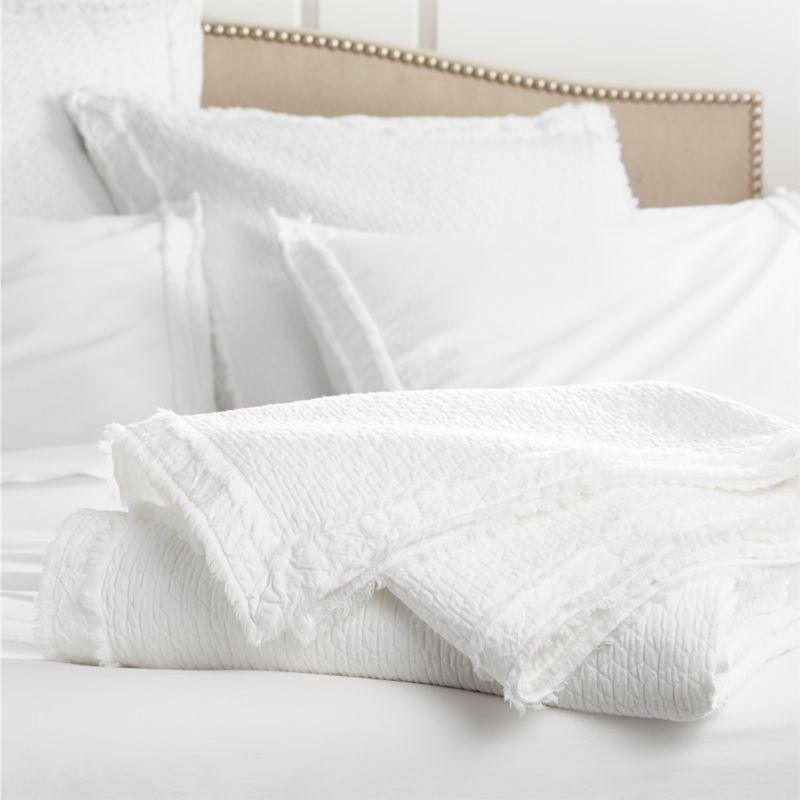 Organic Cotton White Eyelash Fringe King Coverlet + Reviews Crate
