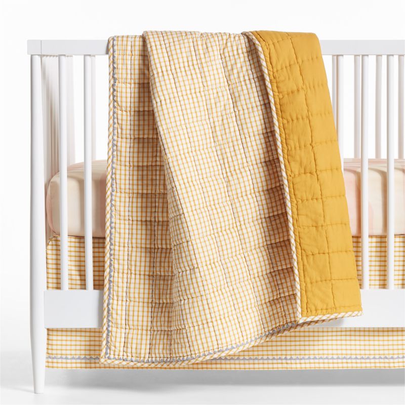 Yellow Windowpane Plaid Organic Cotton Baby Bedding Bundle Set Crate