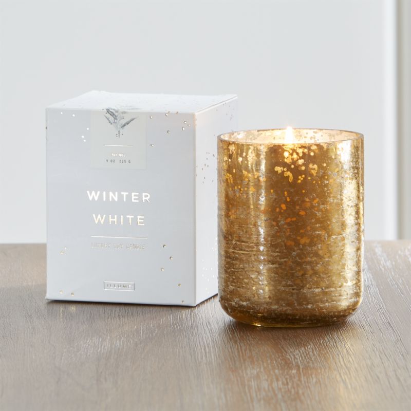 ILLUME Winter White Scented Mercury Glass Holiday Candle + Reviews Crate & Barrel