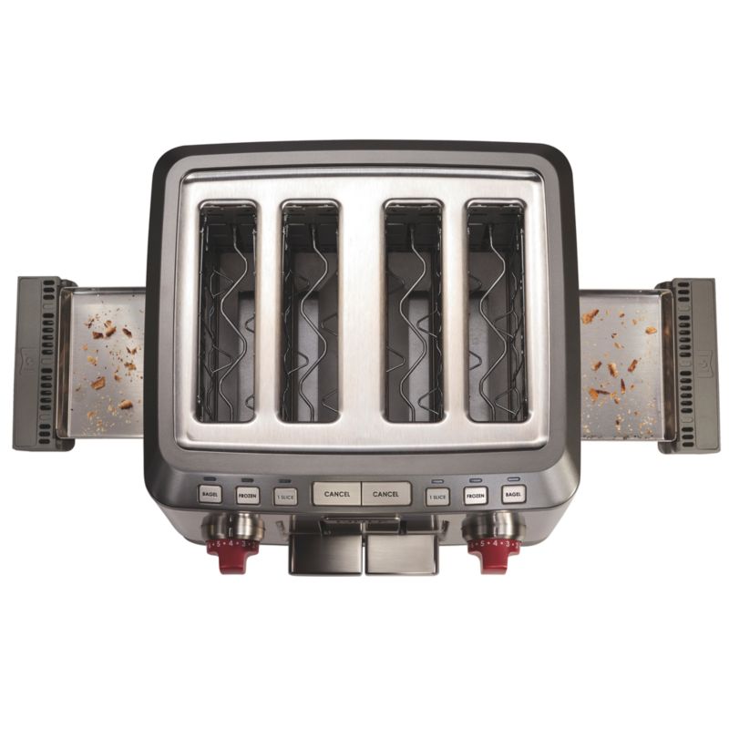 Wolf Gourmet 4Slice Toaster with 1Slice Toasting and Red Knobs