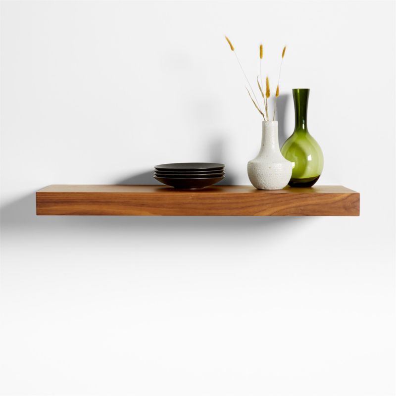 Walnut Wood Floating Shelf 36" + Reviews Crate & Barrel