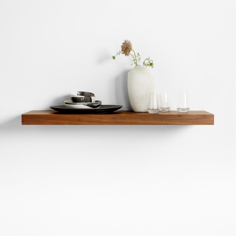 Walnut Wood Floating Shelf 48" + Reviews Crate & Barrel