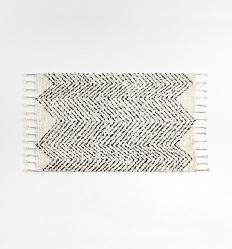Zig Zag Tassel Washable Cotton Rug 4x6 + Reviews Crate & Kids