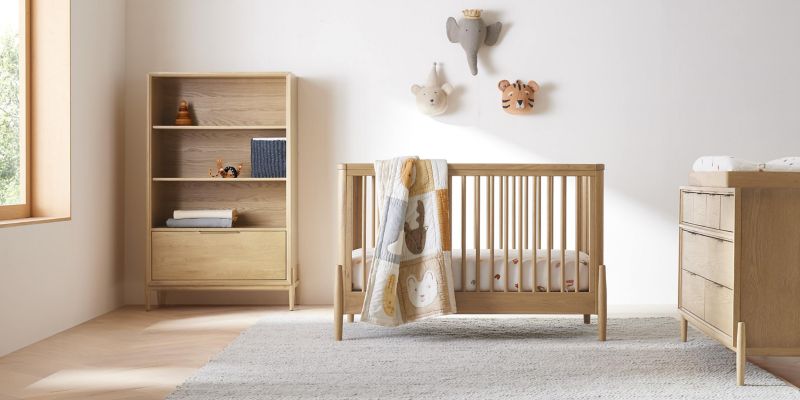 Bodie Natural Oak Wood Convertible Baby Crib + Reviews Crate & Kids