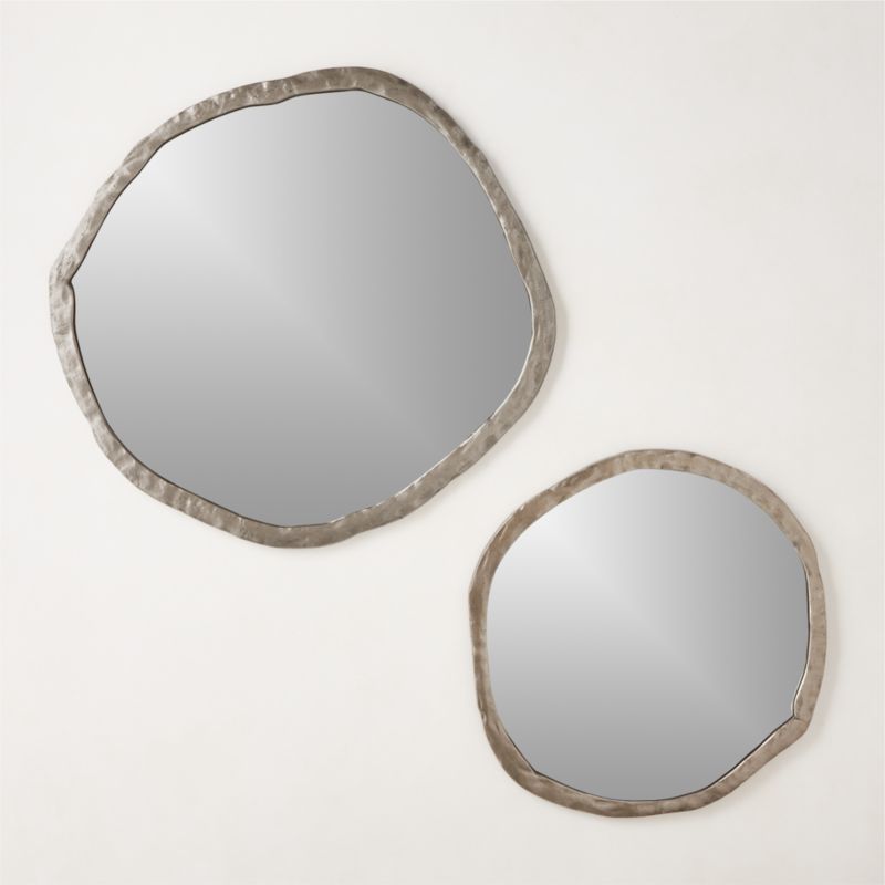 Abel Round Silver Modern Wall Mirror 34" + Reviews CB2