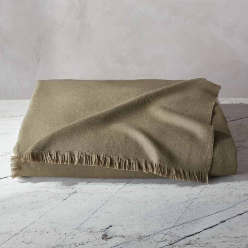 Alpaca Olive Green Throw Blanket + Reviews CB2