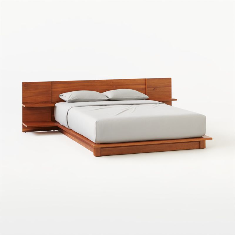 Andes Acacia Wood Platform Queen Bed with Nightstands + Reviews CB2