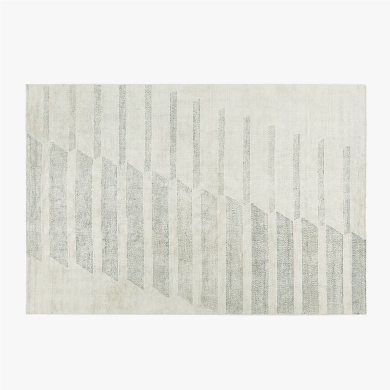 Anya Modern Viscose Blend Silver Ivory and Black Handloomed Area Rug 6