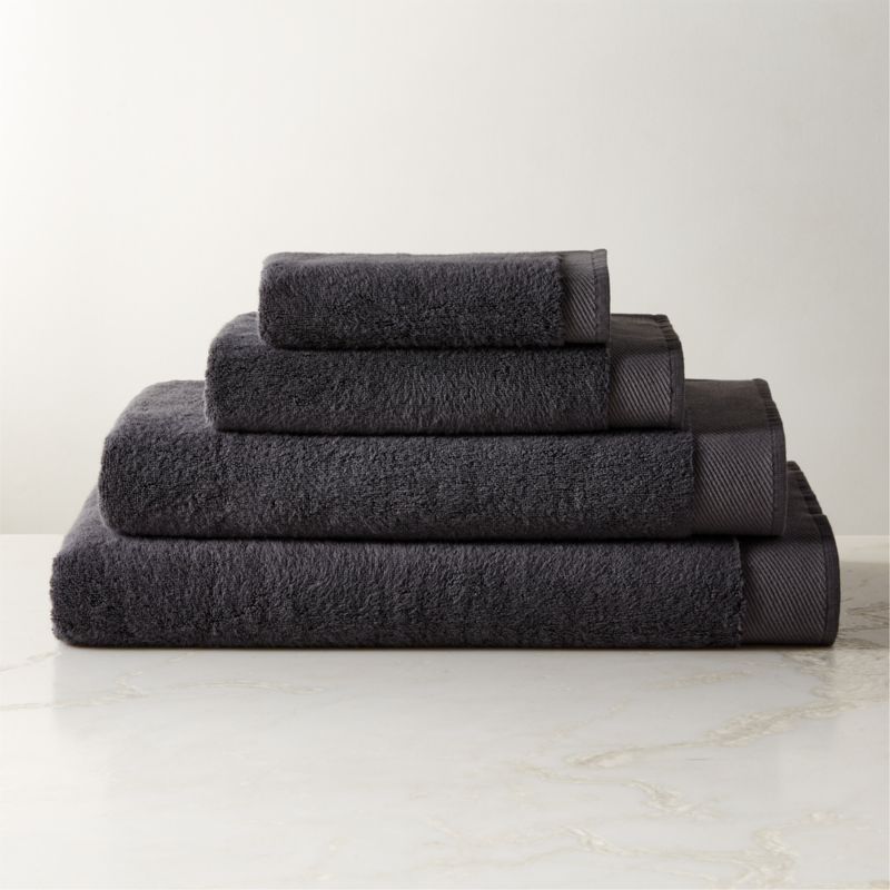 Arlow Organic Cotton Charcoal Grey Bath Towel + Reviews CB2