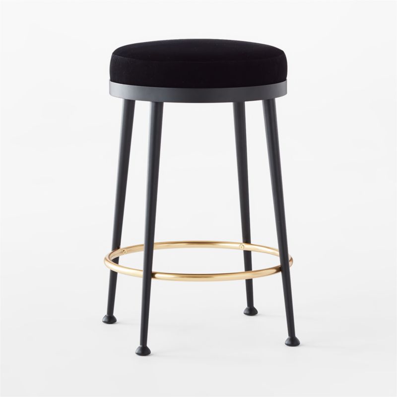 Atlas Black Velvet Counter Stool Set of 2 + Reviews CB2 Canada