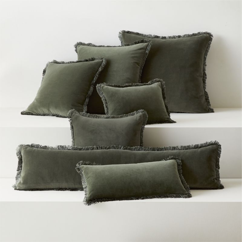 Bettie Forest Green Velvet Throw Pillow with FeatherDown Insert 18