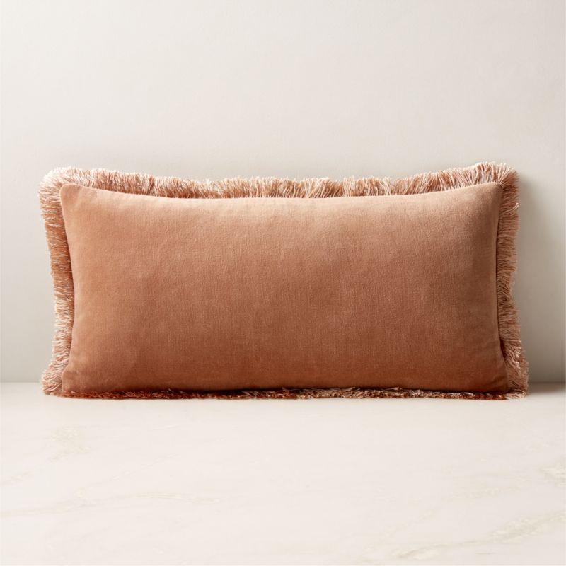 Bettie Light Brown Velvet Lumbar Pillow with DownAlternative Insert 23