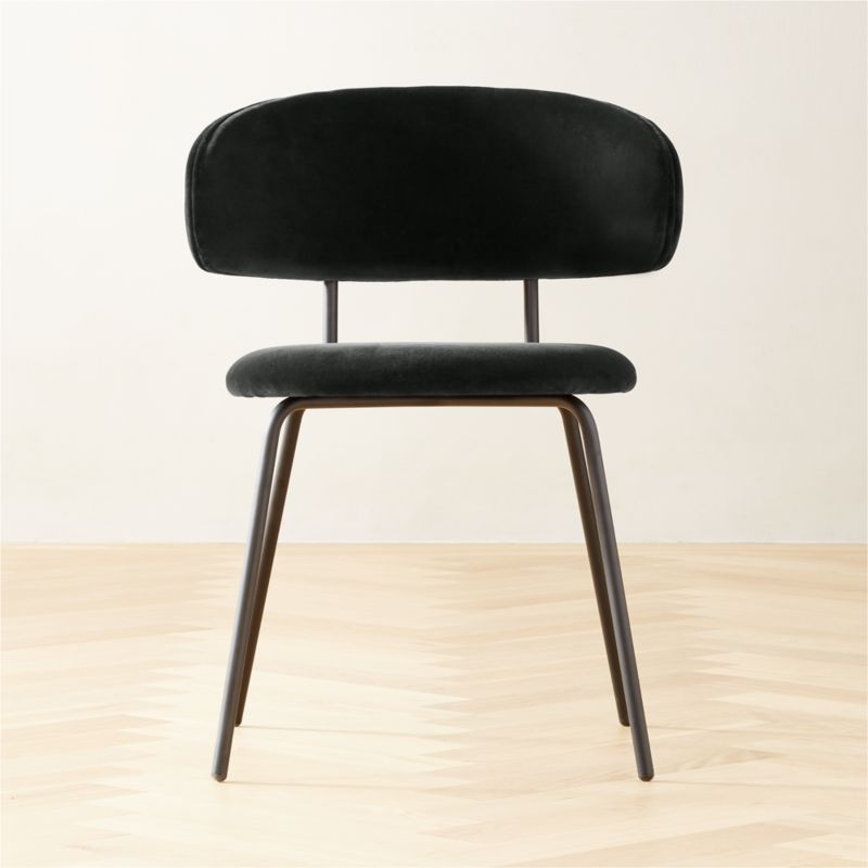 Birba Modern Black Velvet Dining Chair + Reviews CB2