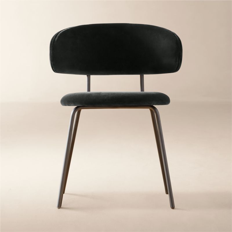 Birba Modern Black Velvet Dining Chair + Reviews CB2