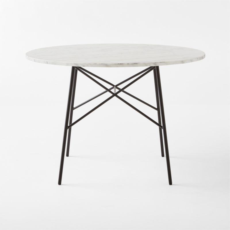 Pavilion Black Metal Outdoor Bistro Table with Marble Top 43" by Paul