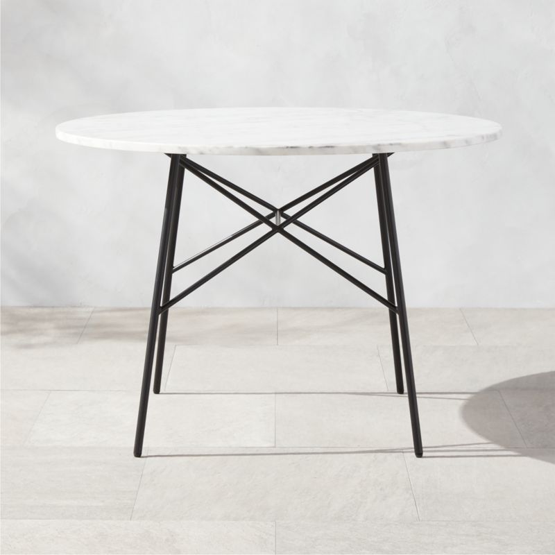 Pavilion Black Metal Outdoor Bistro Table with Marble Top 43" by Paul