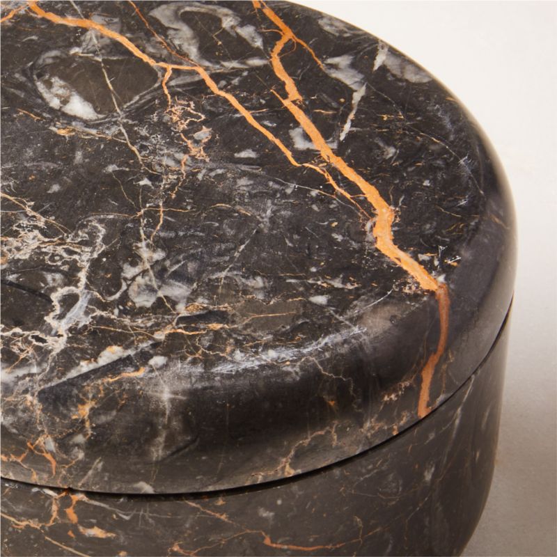 Modern Black Golden Marble Candle Bowl + Reviews CB2