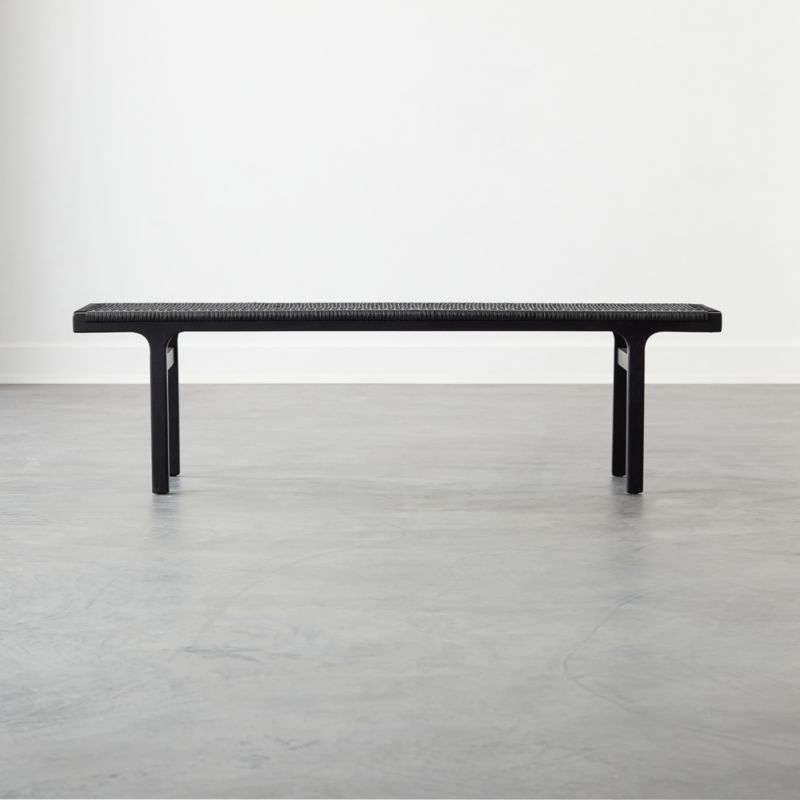 Large Black Leather Woven Bench + Reviews CB2