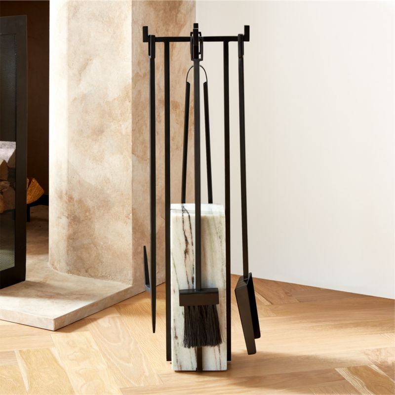 Idris 4Piece Panda Marble Fireplace Tool Set CB2