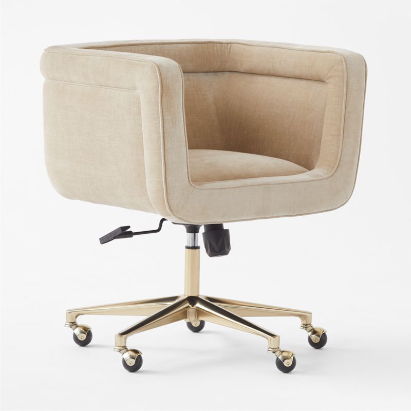Borda White Performance Velvet Swivel Office Chair + Reviews CB2 Canada