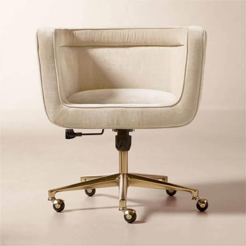 Borda White Performance Velvet Swivel Office Chair + Reviews CB2