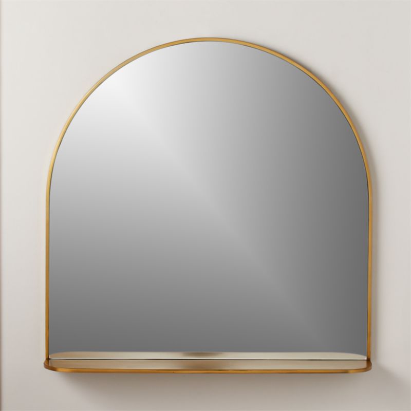 Brass Arched Mirror with Shelf + Reviews CB2 Canada
