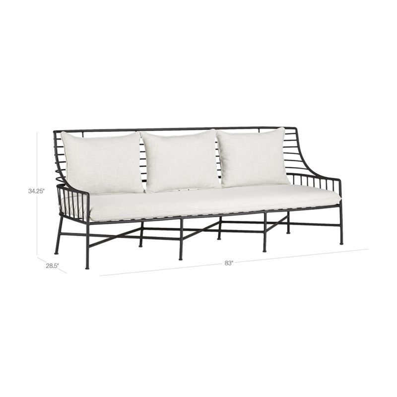 Breton 83" Black Metal Outdoor Sofa + Reviews CB2 Canada
