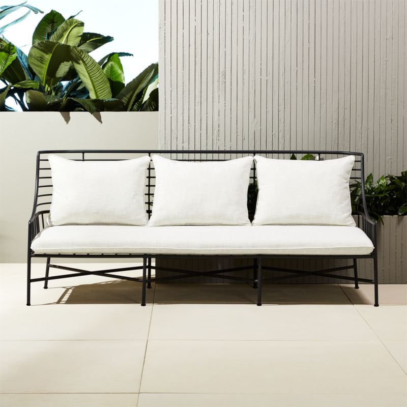 Breton Black Metal Outdoor Sofa + Reviews CB2