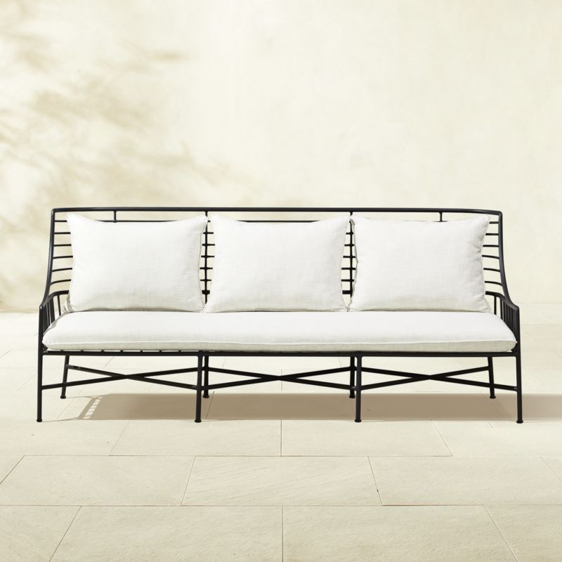 Breton 83" Black Metal Outdoor Sofa + Reviews CB2 Canada