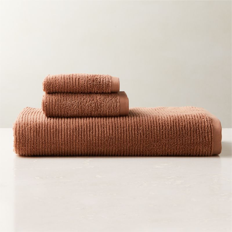 Brooks Ribbed Organic Cotton Dusty Rose Bath Sheet Set + Reviews CB2