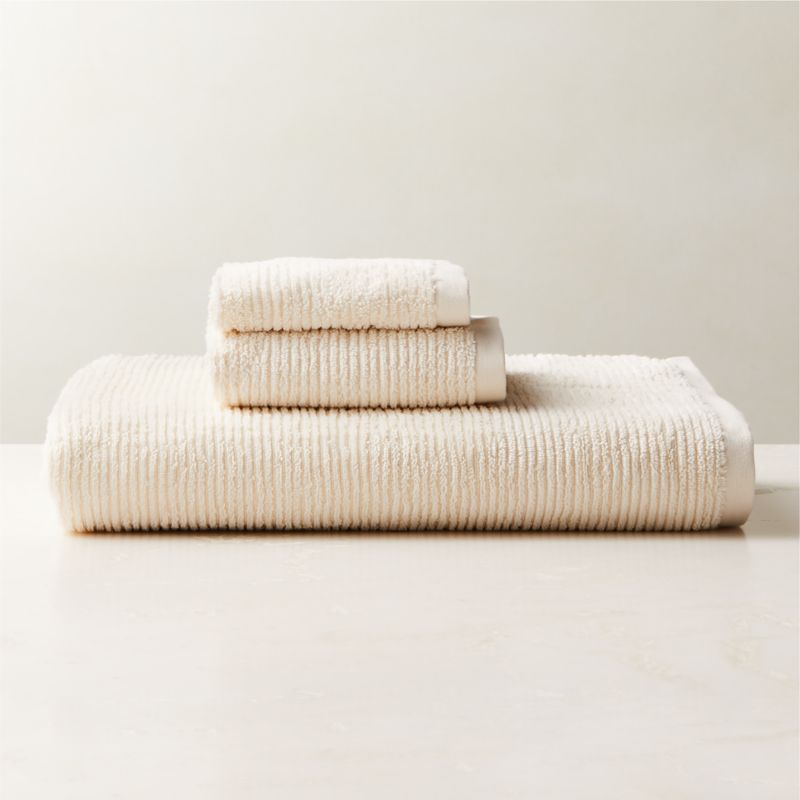 Brooks Ribbed Organic Cotton Warm White Bath Sheet Set + Reviews CB2