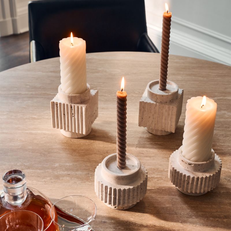 Light Grey Twisted Taper Candles Set of 2 + Reviews CB2
