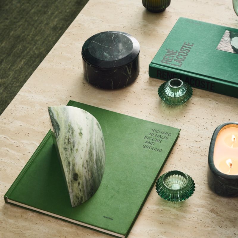 Modern Green Marble Candle Bowl + Reviews CB2