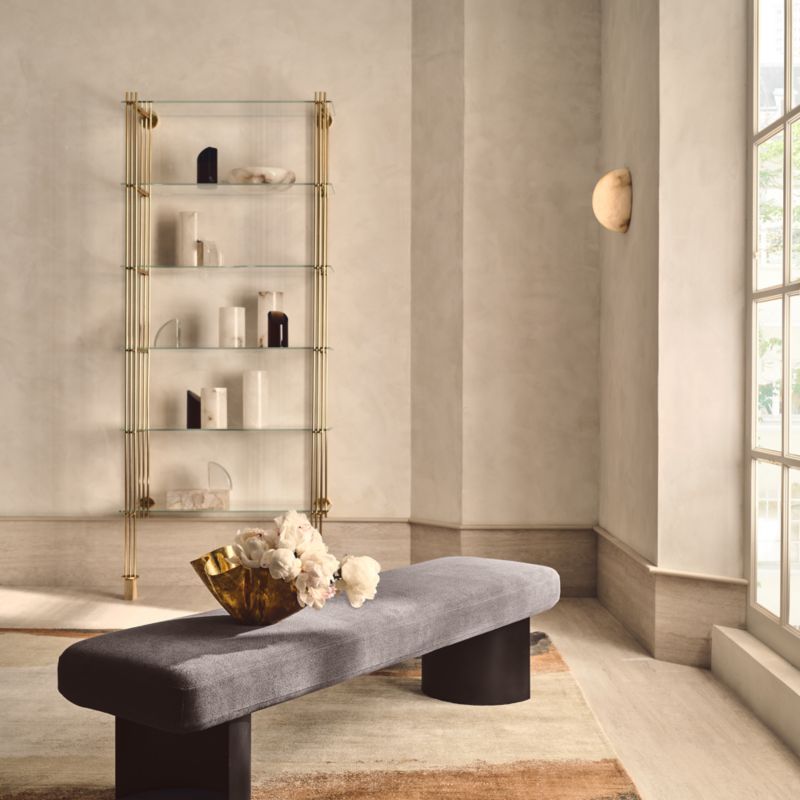 Argyle 63" Grey Linen Upholstered Bench + Reviews CB2 Canada