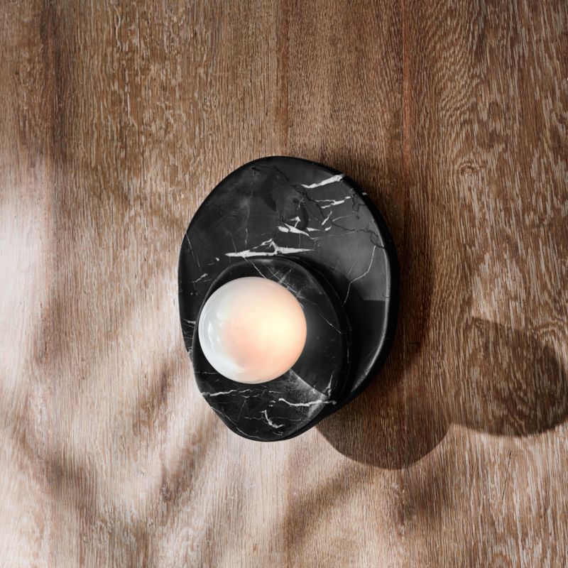 Astr Black Marble Wall Sconce + Reviews CB2