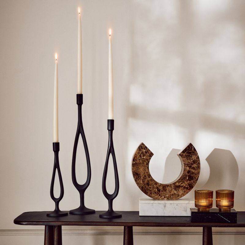 Atura Black Taper Candle Holders Set of 3 + Reviews CB2