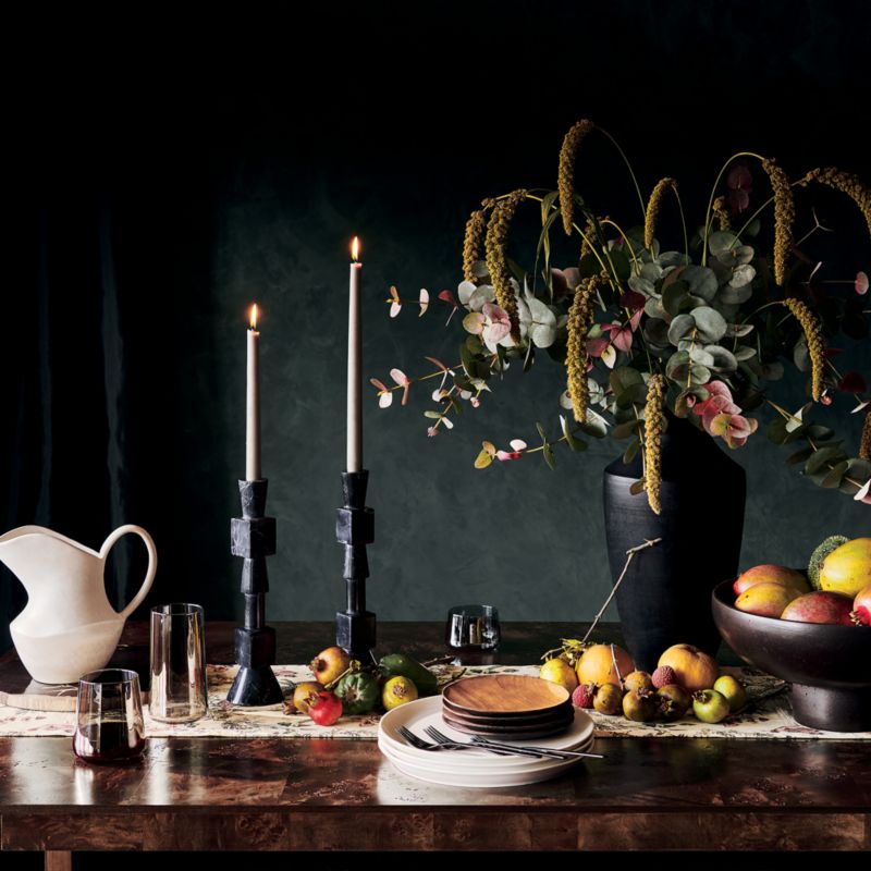 Black Ceramic Pedestal Bowl + Reviews CB2