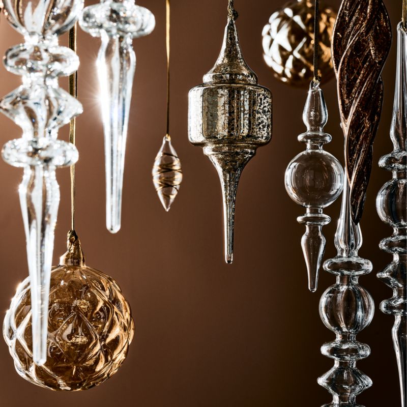 Optic White Glass Teardrop Christmas Tree Ornaments Set of 4 + Reviews