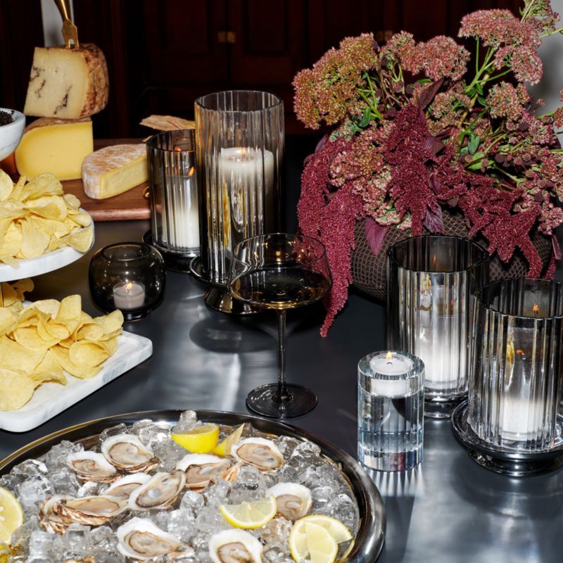 Lustro Smoked Modern Glass Hurricane Candle Holder Small CB2