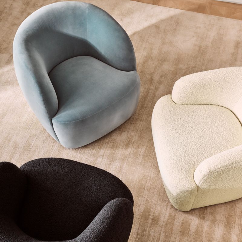 Light Blue Velvet Swivel Chairs Set of 2 + Reviews CB2