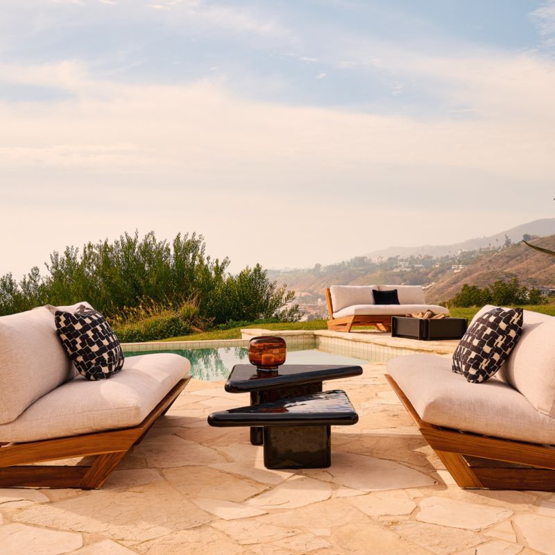 Brique Black and White Outdoor Throw Pillow 20" + Reviews CB2 Canada