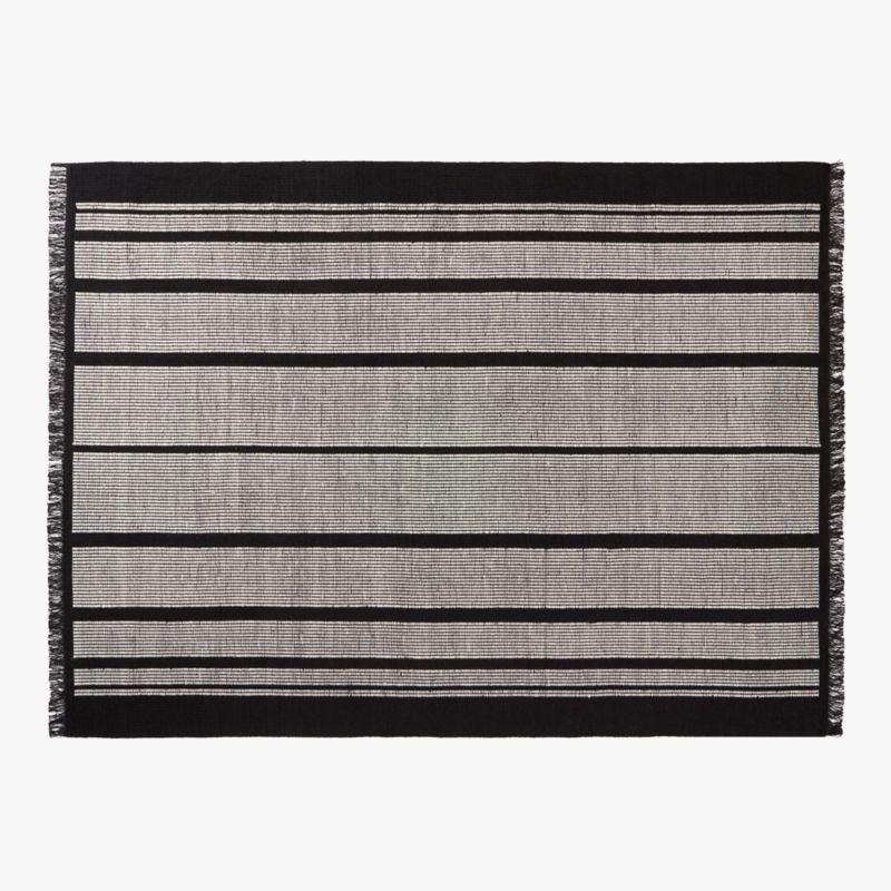 Calia Modern Black and White Striped Area Rug 9'x12' + Reviews CB2
