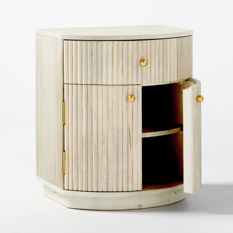 Cameo Curved Whitewashed Wood Nightstand with Drawer + Reviews CB2 Canada
