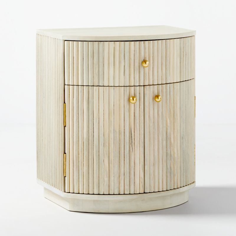 Cameo Curved Whitewashed Wood Nightstand with Drawer + Reviews CB2 Canada